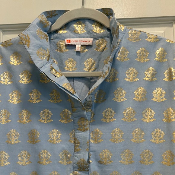 Blue and Gold Patterned Tunic Dress - Picture 3 of 13